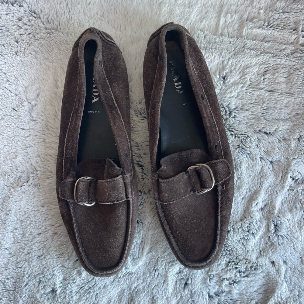 Prada Men’s Brown Suede Loafers Size 39.5